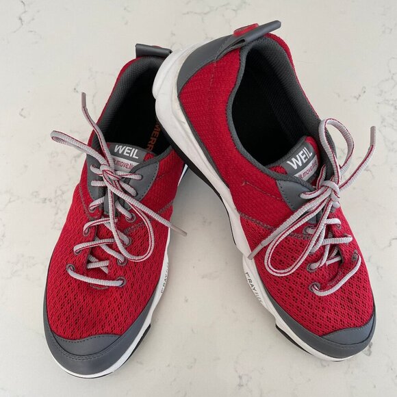 Merrell Weil Rhythm 1st Ray Flex AWS Lace Up Lo Cut Mesh Manmade Sneakers Red 40 - Picture 1 of 14